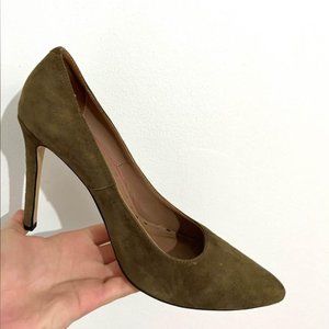 Khaki Velvet Heels